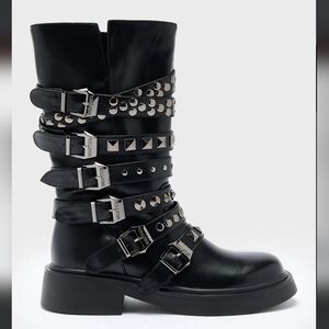 Killstar Black Studded Moto Boots